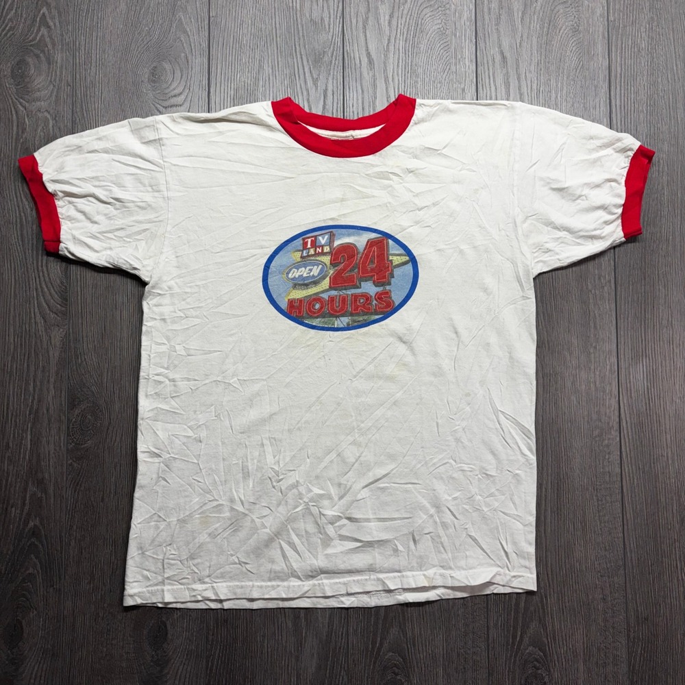 Vintage TV Land Ringer Shirt Mens Large White Red Better Living Through TV Logo